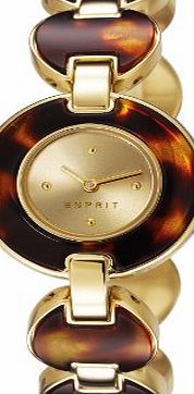 Esprit Lagoon Tortoise Womens Quartz Watch with Gold Dial Analogue Display and Gold Stainless Steel Gold Plated Bracelet ES106572003
