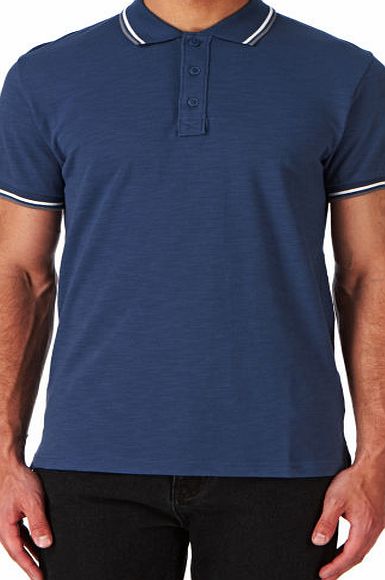 Esprit Mens Esprit Slub Pique Tip Polo Shirt - Shadow