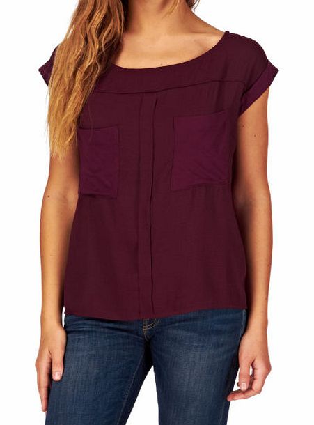 Esprit Womens Esprit Fab Mix Blouse Top - Dark Berry