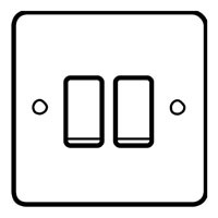 Essential Metals MK Chroma Double Light Switch 2 Way 10A with White Inserts 22x88x88mm