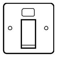 Essential Metals Pewter Effect Switch Double Pole with Neon 20A with Black Inserts