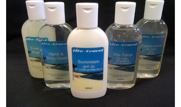 Essential travel pack Travel Pack - Holiday Toiletries - 5 x 100 ml Bottles of Travel Size Essentials