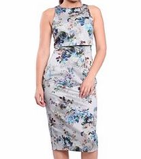 Blue floral print mid dress