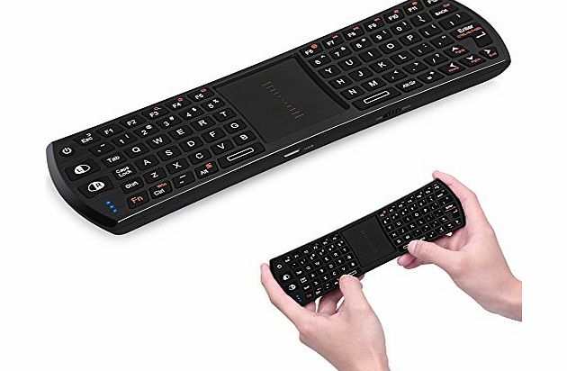 eSynic 2.4GHz Mini QWERTY Wireless Keyboard Touchpad Fly Mouse Combo with USB receiver For Android TV Box PC Laptop