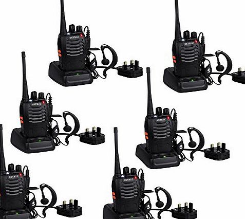 eSynic 6 pcs Long Range Two-Way Radio UHF 400-470MHz Walkie Talkie- 16CH Single Band FM Handheld Transceiver with LED Light Voice Prompt for Field Survival Biking and Hiking