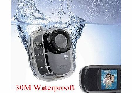eSynic Full HD 1080P Waterproof Mini Sport with LDC Display- DV Camera Record Recorder Camcorder DV- Good Choice for Diving Bike Helmet Climing Car Record Action Recorder up to 30M