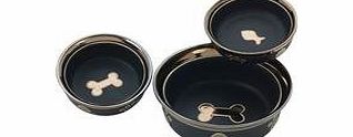 ETHICAL PET PRODUCTS (SPOT) Ethical Stoneware Dish 688824 5 in. Ritz Copper Rim Cat Dish - Black