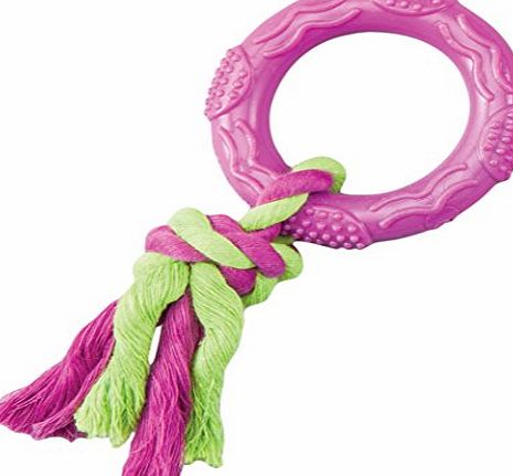 ETHICAL PRODUCT Ethical Pets Lil Spots Rubber Ring With Rope Puppy And Small Dog Toy