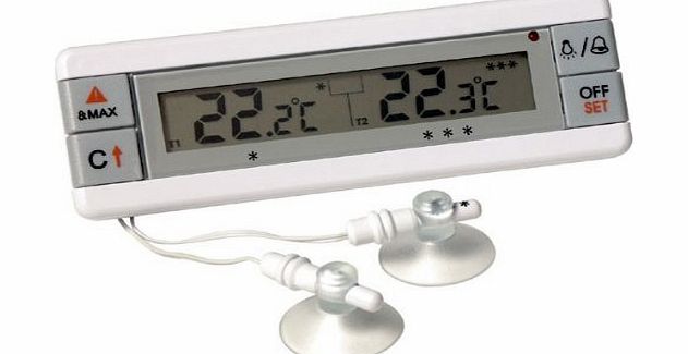 ETI Fridge and Freezer alarm thermometer with dual sensors - displays temperature of 2 appliances