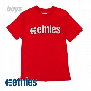 - Etnies Corp Pattern Fill T-Shirt - Red