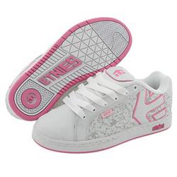etnies Ladies Fader Skate Shoe - White/White/Pink