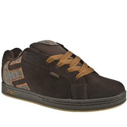 Male Fader Suede Upper in Dark Brown, Navy and White