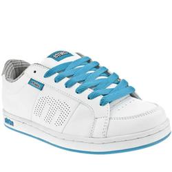 Etnies Male Kingpin Leather Upper in White and Pl Blue