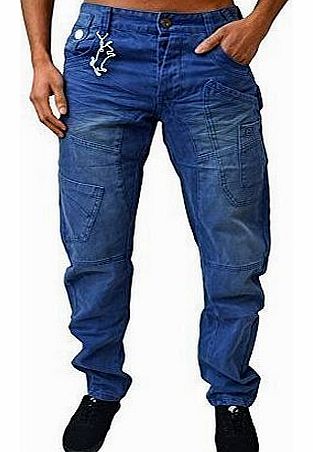 Eto Jeans Designer Mens Curved Leg Tapered Fit Denim Pants Trousers Bottoms EM 316