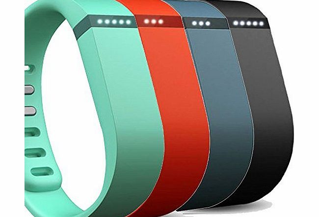 OEM Band 4-pack Small Size Replacement Sleep Wristbands With Clasp for Fitbit Flex-Black/Slate/Teal/Red(Tracker not Included)