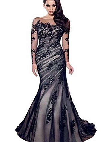 Etosell Evening Party Ball Formal Cocktail Bridesmaid Long Lace Dress Black XXL