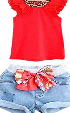 Etosell Toddler Kids Girls Ruffled Shorts Floral T-shirt  Jeans Pants Outfits