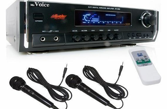 Hi-fi Amplifier 250 Watt Stereo Karaoke Function AV-698 Black + 2 Microphones