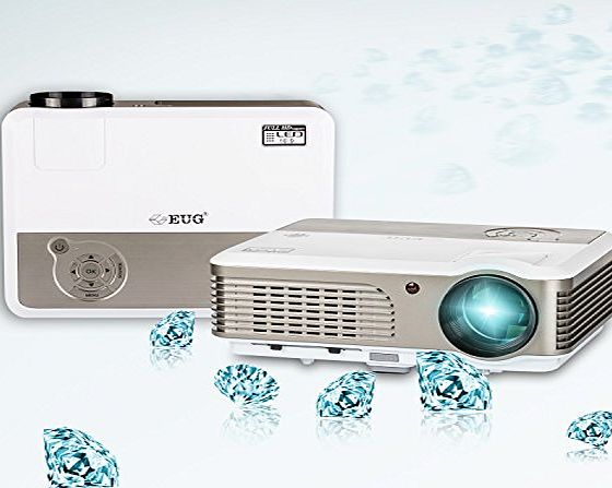 EUG 500D  Mini Portable Multimedia HD LED Home Projector Image Video System Support 1080p 100 Lumens For Home Cinema Theater With USB SD HDMI VGA AV TV Port (Pocket Blak-White)