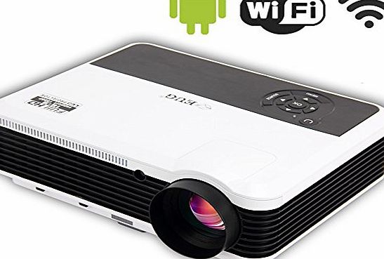 EUG X88  (A) 1080p Full HD Android Wireless WiFi Home Office LCD LED Video Projector 3D Multimedia HDMI Portable 3600 Lumens For Home Cinema Theatre Games Education Business Party Meeting With USB SD