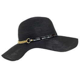 Eugenia Kim Black Woven Hat with Patent Belt and