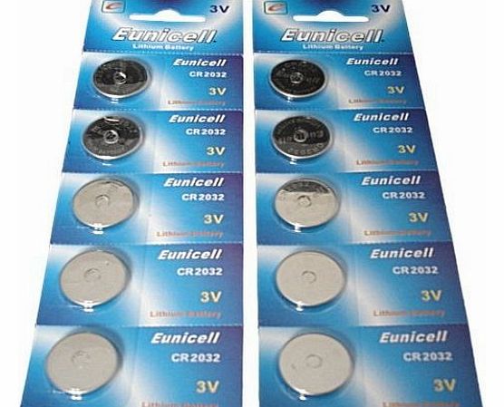 Eunicell 10 CR2032 DL2032 5004LC CR 2032 Batteries Cells 3V