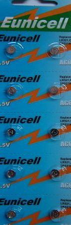 Eunicell 10 x AG0 Alkaline button cell batteries - G0 LR63 LR521 SR521W 379 type