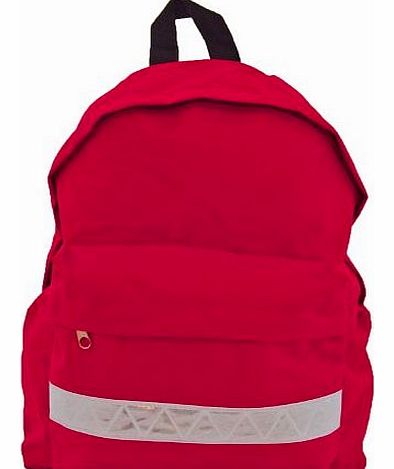 Euro Childrens Rucksack Backpack Bag in 9 Colours with Safety Strip (Red)