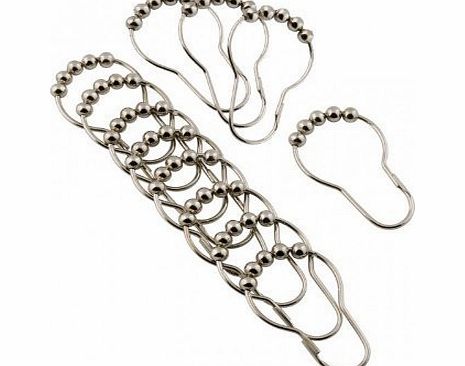 Euroshowers Luxury Metal Shower Curtain Rings with Easy Glide Rollers