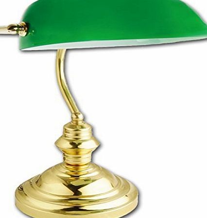 Eurotrade W Ltd Bankers Lamp RETRO CLASSIC BANKERS LAMP TABLE DESK LIGHT POLISHED BRASS GREEN SHADE TILT HEAD