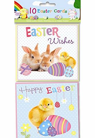 Eurowrap Pack Of 10 Photographic Happy Easter Greetings Cards - Chick amp; Rabbits Designs