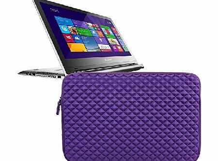 Evecase Premium Neoprene Sleeve Case Travel Carrying Storage Computer Bag for Lenovo Flex 2 14-Inch Touchscreen Laptop - Purple