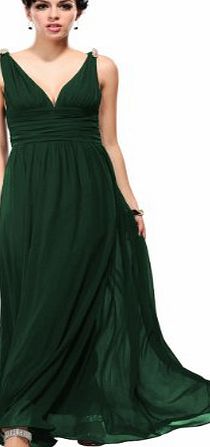 Ever-Pretty Ever Pretty Elegant V-neck Long Chiffon Diamante Ladies Long Maxi Dress 09016, HE09016GR08, Green, 8UK