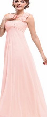 Ever-Pretty Ever Pretty Flowers Ruching Padded Chiffon Long Evening Dress 14UK Pink