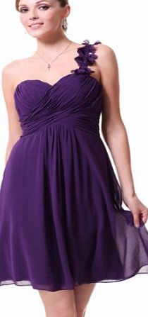 Ever-Pretty Ever Pretty One Shoulder Flowers Padded Ruffles Short Casual Dresses 03535, HE03535PP08, Purple, 8UK