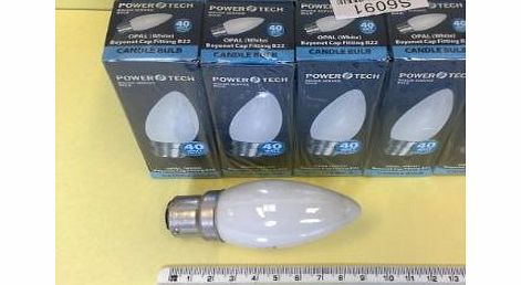 Eveready 10 X CANDLE 40 WATT BAYONET CAP BC B22 OPAL WHITE INCANDESCENT LIGHT BULBS LAMPS DOUBLE LIFE 2,000 HOURS