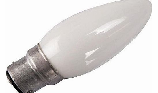 20 x 40 WATT BAYONET CAP B22 OPAL (WHITE) FINISH CANDLE BULBS DOUBLE LAMP LIFE: 2,000 HOURS