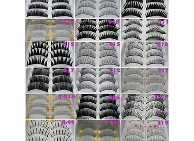 Everglamour 10 Pairs Black Natural Thick False Eyelashes Fake Eye Lashes Free Glue Make Up - 12
