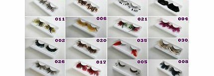 Everglamour Long Party Feather False Fake Eyelashes Eye Lashes Free Glue Make Up Fancy Dress - Style 20