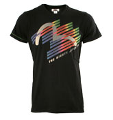 Evisu Black T-Shirt with Coloured Printed Design