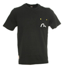 Evisu Black T-Shirt with Pocket Detail
