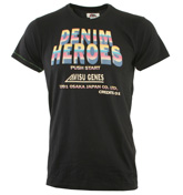 Evisu Black T-Shirt with Printed Design