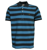 Evisu Blue and Navy Pique Polo Shirt