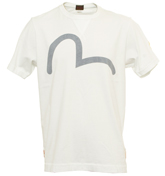 Cream T-Shirt With Grey Logo