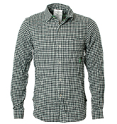 Evisu Creased Effect Indigo and White Check Long