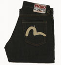 Evisu Dark Denim Button Fly Jeans - 35 Leg
