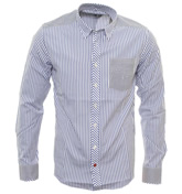 Evisu Genes White and Navy Stripe Long Sleeve