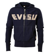 Evisu Indigo Full Zip Hooded Sweatshirt with