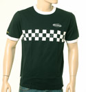 Mens Black Grand Evisu Check Printed Short Sleeve T-Shirt