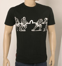 Mens Black with White Tug of War Design Cotton T-Shirt